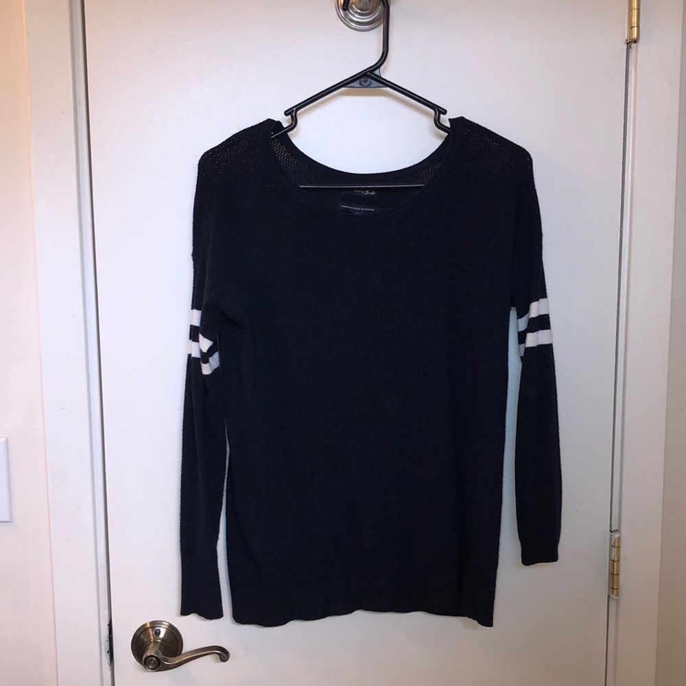 American eagle navy sweater, white stripes